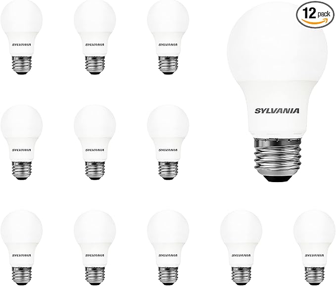 Sylvania LED A19 Light Bulb, 40W Equivalent, Efficient 6W, Medium Base, Frosted Finish, 450 Lumens, Soft White - 12 Pack (74471)