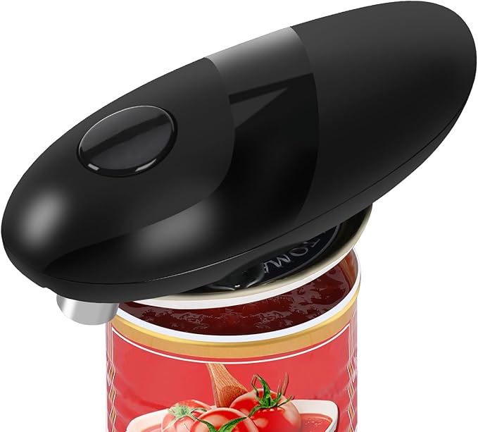Electric Can Opener, One-Touch Automatic Can Opener for Seniors and Arthritis, Smooth Edge Battery Operated Food-Safe Can Opener, Compact Portable Design Fits Most Standard Can Sizes, Black