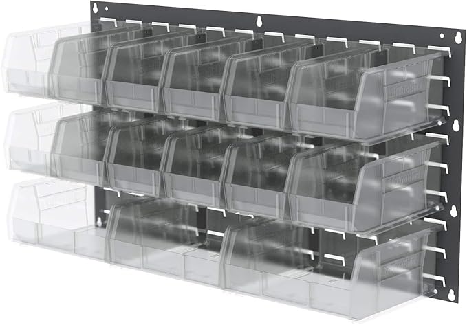 Akro-Mils 30235 AkroBins Plastic Storage Bins, Space-Saving Stackable Bins for Garage, Pantry, Craft Organization, 11" x 11" x 5", Clear, 6-Pack