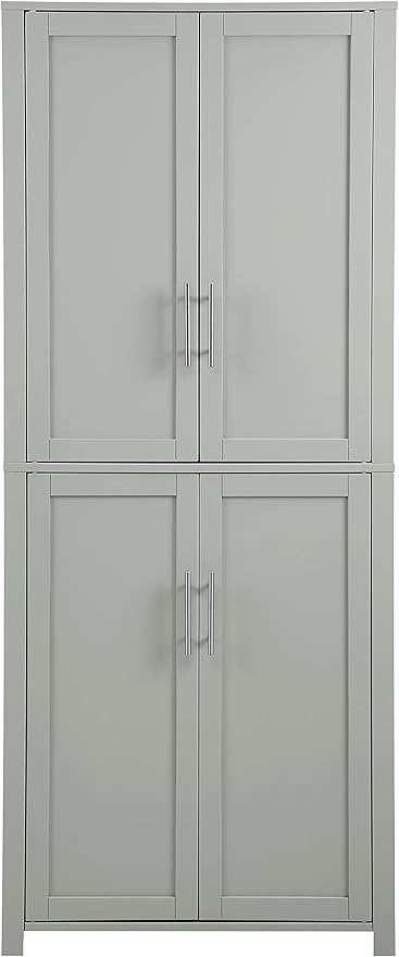 Crosley Furniture Savannah Tall Pantry Storage Cabinet with Shelves, Kitchen, Dining, or Laundry Room, Gray