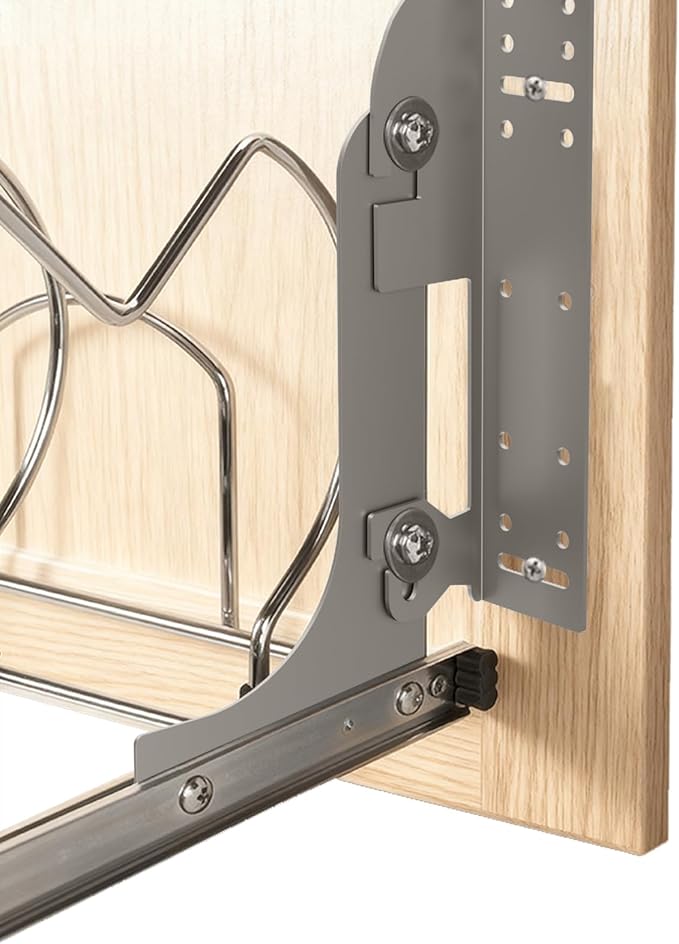 5WB-DMKIT Cabinet Door Hinge Mount Kit, 6-Way Adjustable Heavy Duty Metal Brackets for Cabinet Organizers, Pullout Shelves, Trash Cans, RV Cabinets - Complete Installation Hardware Included, Silver