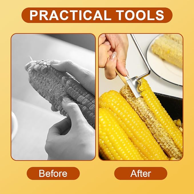 Easy Clean Corn Cob Peeler, 2026 Upgraded Long Handle Stainless Steel Upgrade Corn Stripping Tool for Home Kitchen Gadget (3)