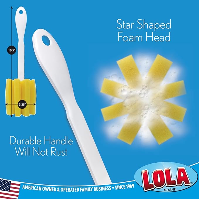 LOLA Glass & Jar Sponge Brush, Star Shaped, 3 Pack, Foam Material, Dishwasher Safe, Non-Scratch, Perfect for Glasses, Mugs, Bottles