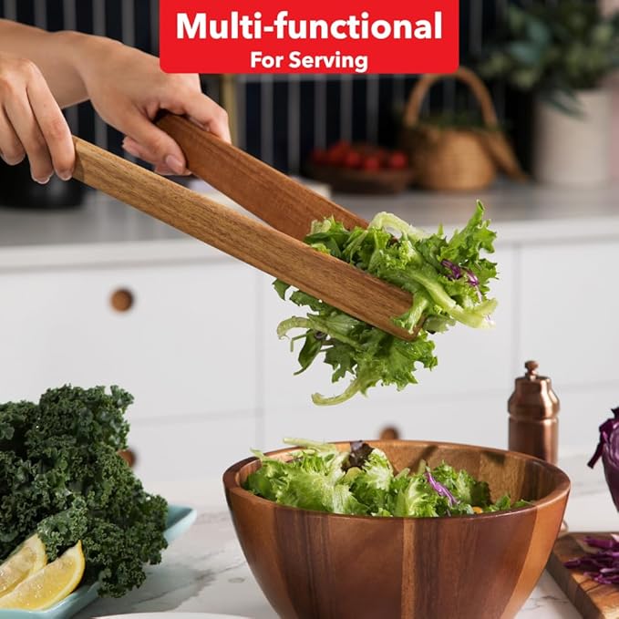 SLATE & ROYCE 5-Piece Acacia Wood Utencil Set, Non-Toxic Wooden Kitchen Tools with Tapered Edges, Heat-Resistant, For Non-Stick Frying Pan, Cast Iron Skillet, Flat Spatulas, Scraper & Spoon Set