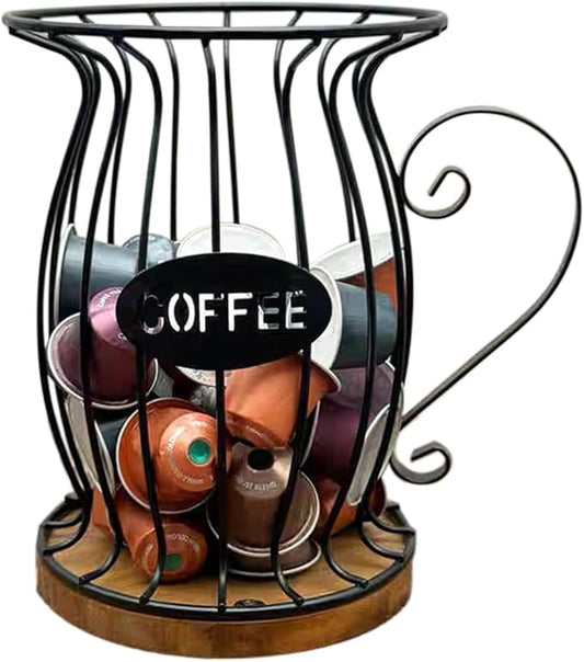 Coffee Pods Holder Organizer, Large Capacity Nespresso Storage and Organization Creamer Container Basket for Kitchen Counter Countertop Office Kpop Desktop Stand organizador de cafe (Circular Grid)