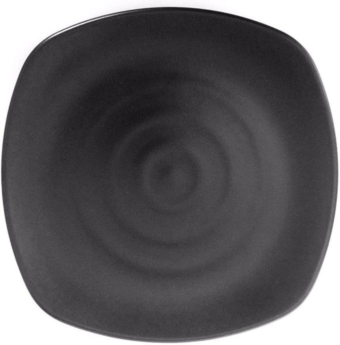 Melamine Square Dinner Plate Set, 8.8", 9.8", 10.8", 11.8", Black, LJP Series (6, 11.8 inch)
