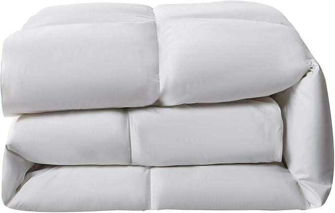 Serta Down Fiber Comforter Queen Size-All Season Duvet Insert, Luxury Fluffy Bed Comforter 100% Cotton 300 Thread Count Shell, Down Feather Fiber 500 Fill Power with Corner Taps, White 90x90inch