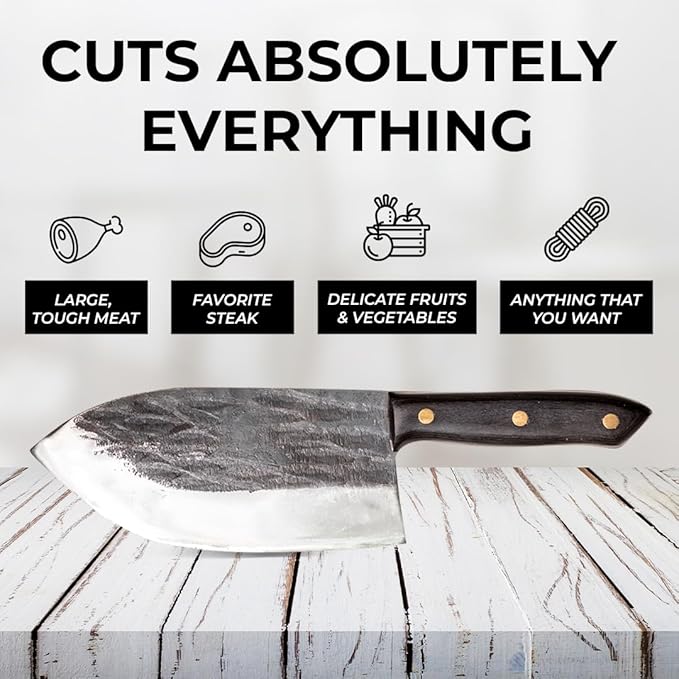 COOLINA Galba Butcher Knife, Full Tang Wide Blade, All-around Kitchen Knife for Meats and Bones