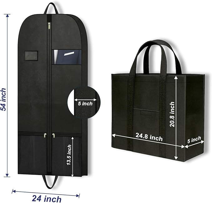 Large Heavy Duty Garment Bags for Hanging Clothes, Clothing Storage with Zippered Breathable Design, Travel Garment Bags for Long Garment Storage, Hanging Garment Bags for Travel and Closet 54 inches
