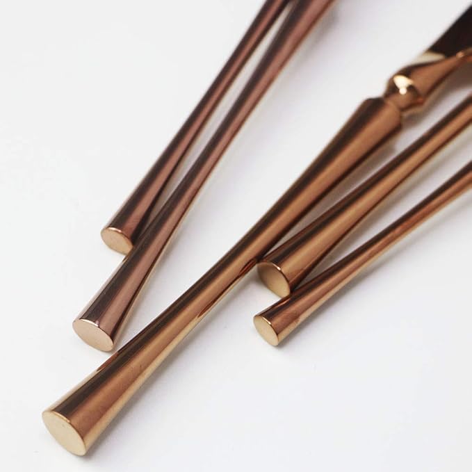 JASHII 5 Pieces Rose Silverware Set, Cutlery Set, Service for 1, 5 Pieces Rose Gold Plated Stainless Steel Flatware Set, Dishwasher Safe (Shiny Rose)