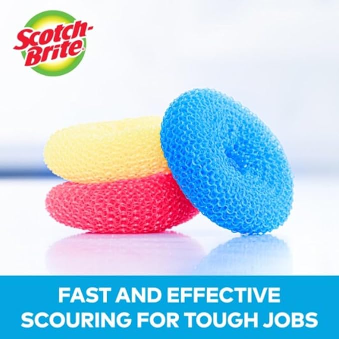 Scotch-Brite Non-Scratch Scouring Pads – Plastic Dish Scrubbers for Kitchen Cleaning, Safe on Non-Stick Cookware & Surfaces, Easy-Rinse Reusable Scrub Pads for Dishes and Pots, 12 Scrubbing Pads Pack