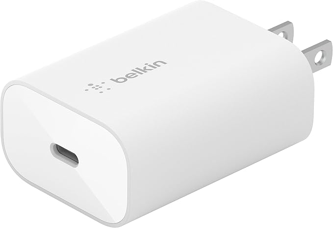 Belkin USB C Charger Block 25W - Power Delivery PPS Super Fast Charging - Apple iPhone 17, Air, Pro, AirPods, Samsung Galaxy S25, iPad, AirPods, Google Pixel 10, Nintendo Switch 2 & More - White