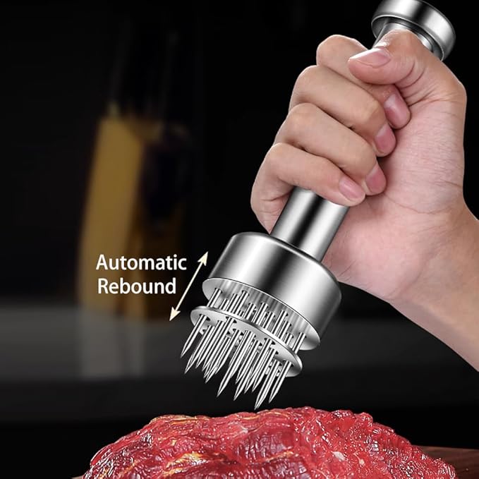 Stainless Steel Meat Tenderizer Tool, 21 Sharp Needles, Meat Piercing, Tenderizing Steak, Beef, Chicken, Pork, Barbecue, Marinating, Small Meat Grinder