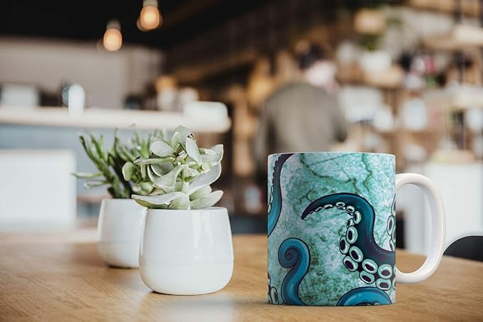 MUGBREW Octopus Tentacles World Map Ceramic Coffee Mug Tea Cup Fun Novelty, 11 OZ