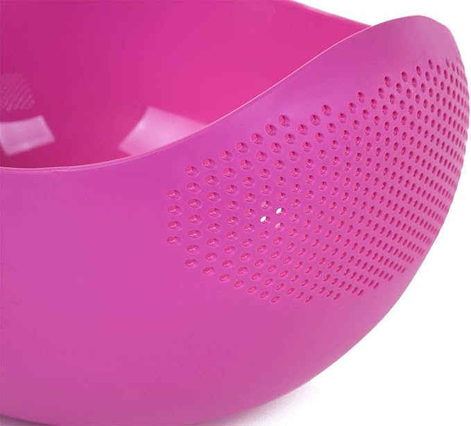 Mintra Home Rice Colander (Fuchsia) - Strainer, Lightweight, for cleaning rice, beans, fruit and vegetables 9.5x13x7
