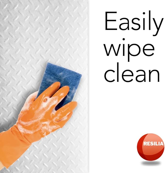RESILIA Premium Under The Sink Mat- Large Universal Size, Cut to Fit Cabinets, Shelf & Drawer Liners, Thick Plastic Diamond Plate Surface, 24 x 48 inches, Pure White, Made in The USA