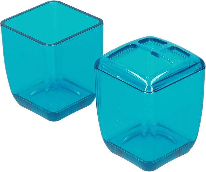 Bathroom Accessory Set, 4PCS Blue Bathroom Accessories Set Include Soap Dispenser, Toothbrush Holder, Soap Dish, Mousewash Cup for Decor