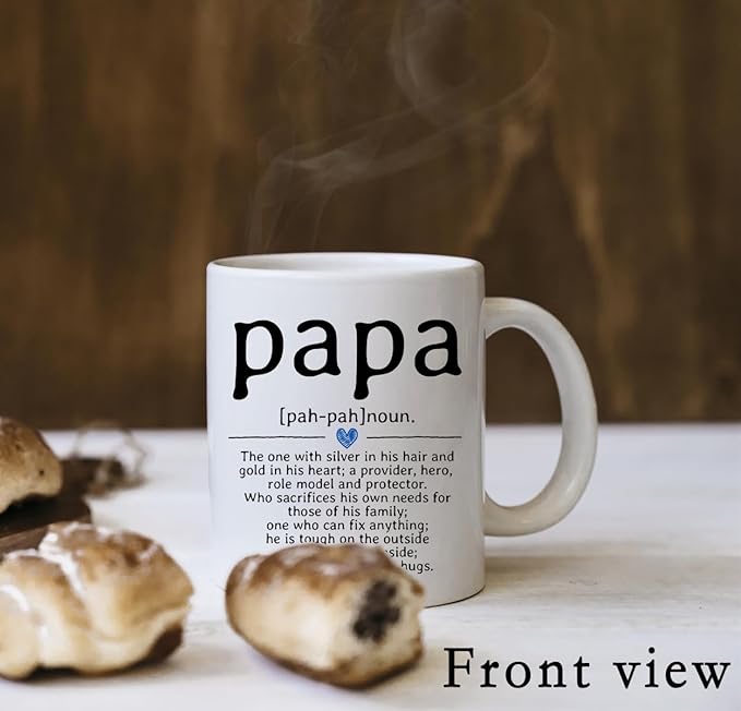 QUICQOD Papa Definition Coffee Ceramic Mug, Grandpa Gifts, Papa Coffee Mug for Men, Fathers Day Birthday Christmas Thanksgiving Day Gifts,11 Oz