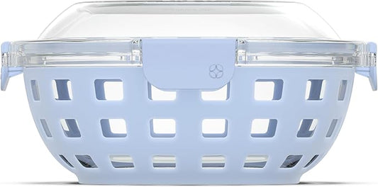Ello Duraglass Meal Prep Lunch Bowl Container, 5 cup- Glass Food Storage Container with Silicone Sleeve and Airtight BPA-Free Plastic Lid, Dishwasher, Microwave, and Freezer Safe