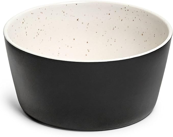 Sango 12-Piece Stoneware Dinnerware Set for 4, Modern White & Black Plates and Bowls Sets with Speckled Glaze, Durable Kitchen Ceramic Dish Set, Microwave & Dishwasher Safe Everyday Dishes, Stockholm