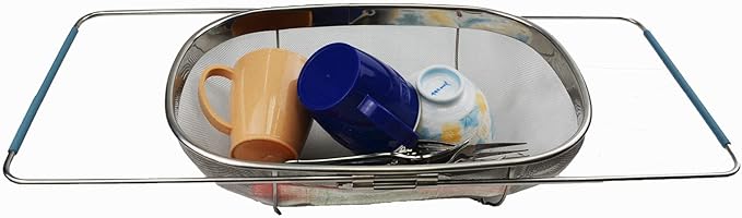 SAMMART Expandable Over The Sink Oval Colander/Mesh Strainer Basket (1)