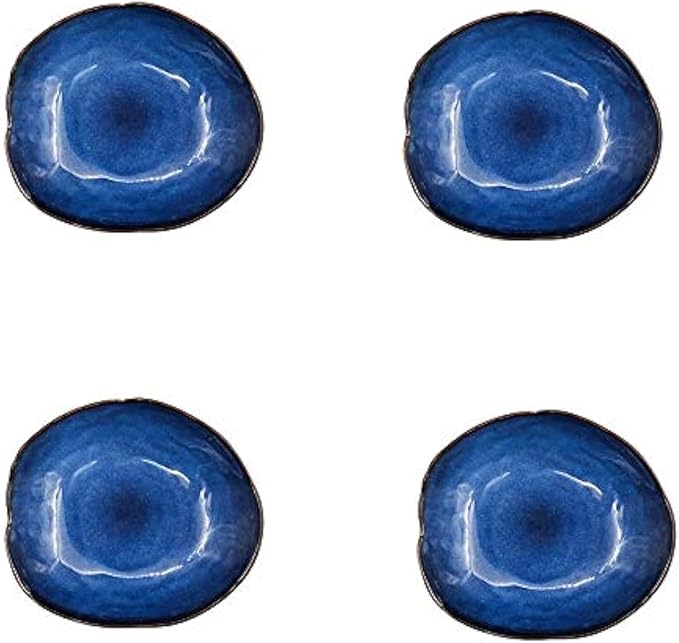 Nordic Ceramic Household Pottery Irregular Salad Platter Klin Glaze Dinner Plate-Set of 4