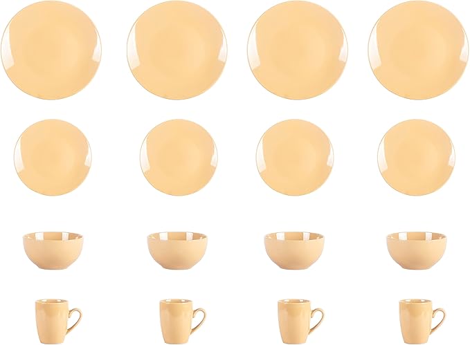 Color Wave Stoneware 16pc Dinnerware Set, Honey Golden)
