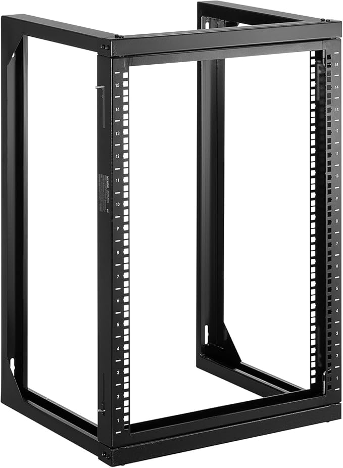 VEVOR 15U Open Frame Server Rack, Free Standing or Wall Mount Rack with 180 Degrees Gate Swing, Network Rack for 19" IT Equipment & A/V Devices