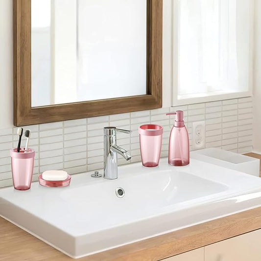 iMucci Bathroom Accessories Set 5Piece Sea Bathroom Sets, Toothbrush Holder, Toothbrush Cup, Lotion Soap Dispenser, Soap Dish and Qtip Holder Bathroom Decor