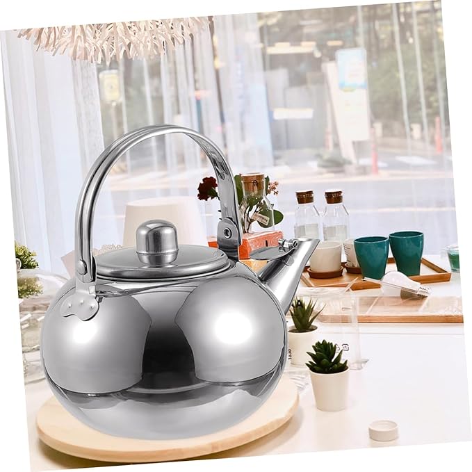 ABOOFAN Stainless Steel Teapot Filter Screen Thicken Tea Kettle for Induction Electric and Gas Stoves for Brewing Tea and Capacity Elegant Silver Design