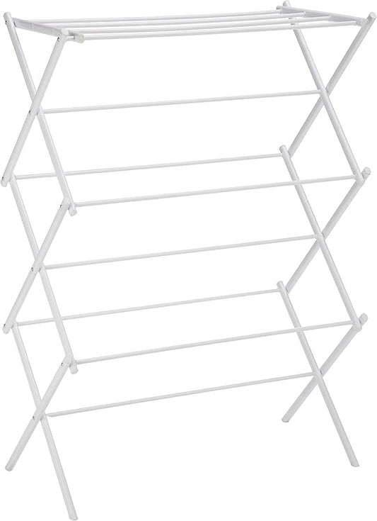 Amazon Basics Foldable Portable Laundry Rack for Air Drying Clothing, Indoor Outdoor Use - 14.5" D x 29.5" W x 41.8" H, White