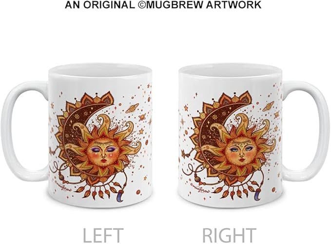 MUGBREW Boho Sun Rising From Moonlight Ceramic Coffee Mug Tea Cup, 11 OZ