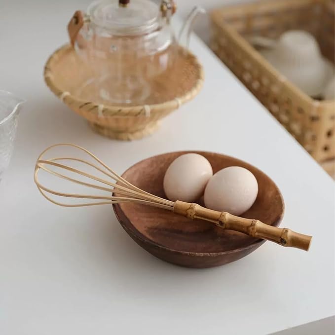 Wooden Whisk, Handcrafted Bamboo Whisks for Cooking Non Scratch, Balloon Whisk for Pancake Batter, Eggs and Sauces, Wooden Whisks Tool For Nonstick Cookware Pans, Bamboo Cooking Utensils (Big Whisk)