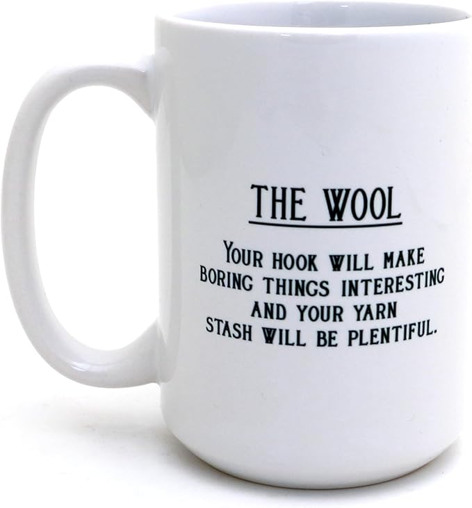 The Wool, tarot card mug, funny crochet mug LennyMud by Lorrie Veasey