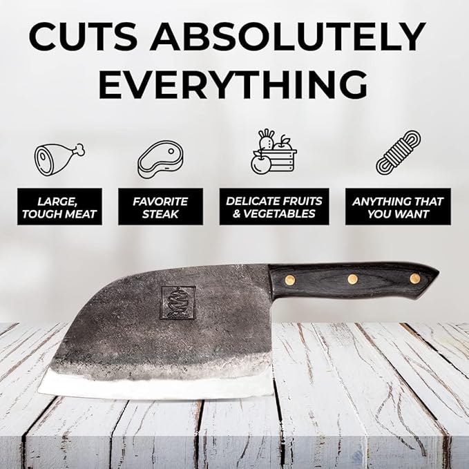 COOLINA The Ultimate Meat Lover 4-Knife Set - Premium Hand-Forged High-Carbon Steel Kitchen Knives: Versatile Promaja, Heavy-Duty Lixy, Precision Daozi, and Multi-Functional Tungsten