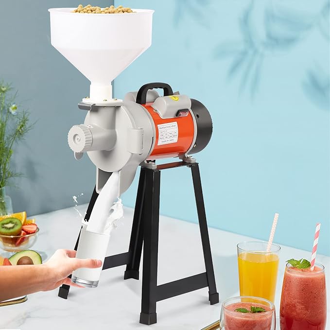 Electric Grain Mill Grinder, Flour Mill, 110V 2200W Commercial Corn Grinder Machine Feed Mill Wheat Grinder, Flour Mill Cereals Grinder with Funnel (Wet Grinder)
