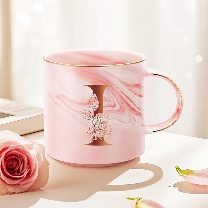 Personalized Gifts for Women Coffee Mug, Initial Customized Gift Monogrammed A-Z Coffee Mug 12 OZ, Christmas Anniversary Birthday Gifts for Women Mom Grandma Friend Sister Wife(I)