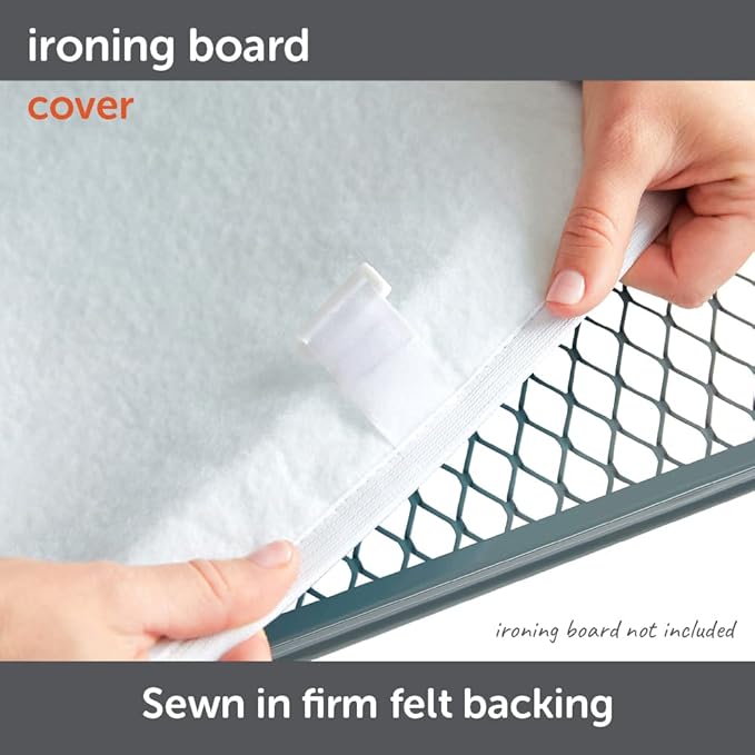 oliso Ironing Board Cover – 100% Cotton with Professional Felt Pad, Fits Standard 54" x 15" Boards – Secure Fit with Wide Elastic Edge & Adjustable Straps – Grey