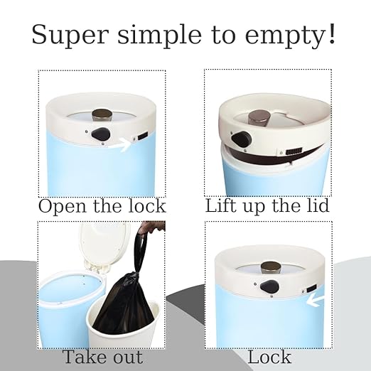 Diaper Pail, Airtight Odor Control Baby Diaper Bin with Childproof Lock, Stainless Steel Garbage Pail with lid, 15 Liter/ 4 Gallon Compact Nursery Trash Can with Removal Inner Liner, Blue