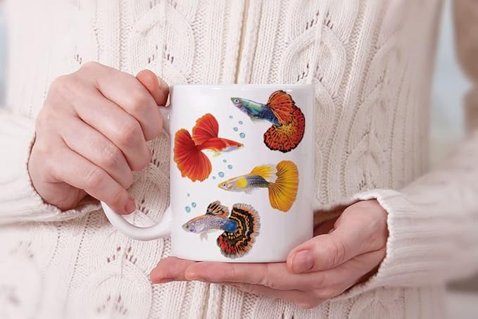 MUGBREW Fancy Guppies Fish Ceramic Coffee Mug Tea Cup, 11 OZ