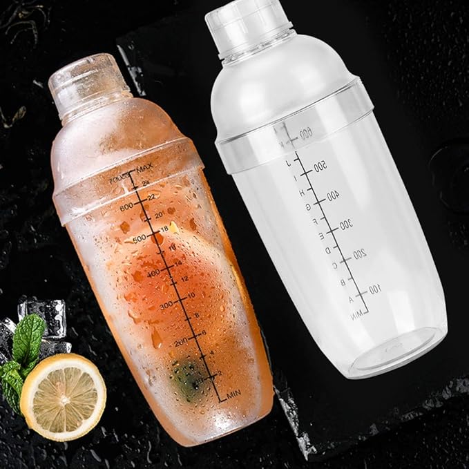 Drink Shakers Cocktail, Plastic Thickened Cocktail Shakers with Clear Scale for Mocktails, Margarita, Bar Bartender Tool for Beginners, Home Bar