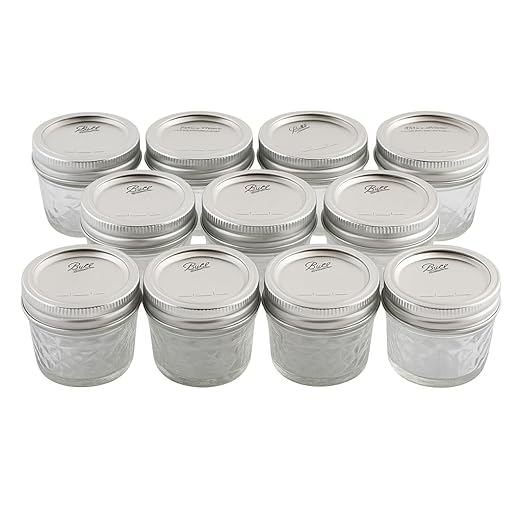 Ball - 4 oz Regular Mouth Glass Mason Jars | 11 Pack Jars with Airtight Lids | Large Glass Jar for Food Storage with Lids | Ideal for Canning, Fermentation, Pickling, Kombucha Brewing | Set of 11