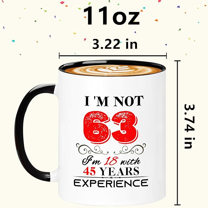 63th Birthday Mug for Women Men, 1962 Turning 63 Year Old Birthday Gifts for Mom, Dad, Grandma, Grandpa, Wife, Husband, Daughter, Sister, Best Friends, Coworkers, Her, Him, 11oz Coffee Cup