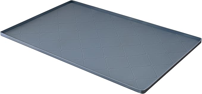 34" x 22" Large Under Sink Mats Kitchen : Waterproof Under-Sink Organizers Sink Mat Protectors, Flexible Silicone Drip Tray Pet Food Mats Kitchen Bathroom Drawer Shelf and Cabinet Liner, Grey