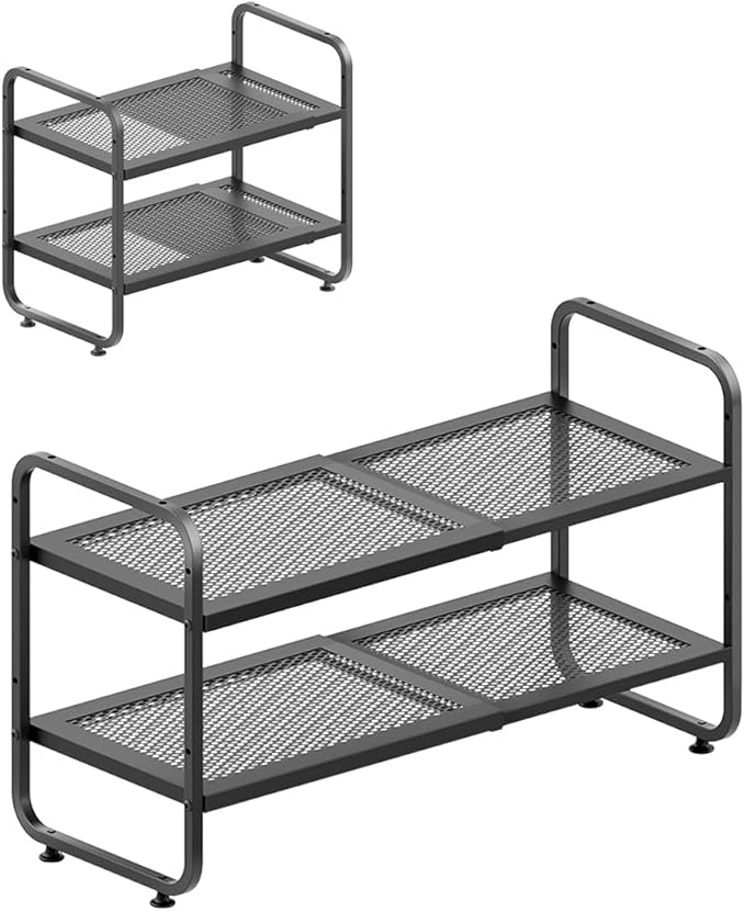 Shoe Rack,Expandable Shoe Organizer for Entry,Closet,2-Levels Adjustable Metal Shoe Shelf Storage, 2 Tier Metal Shoe Shelf, Perfect for Small Entryway, Garage, entryway, Closet,Black