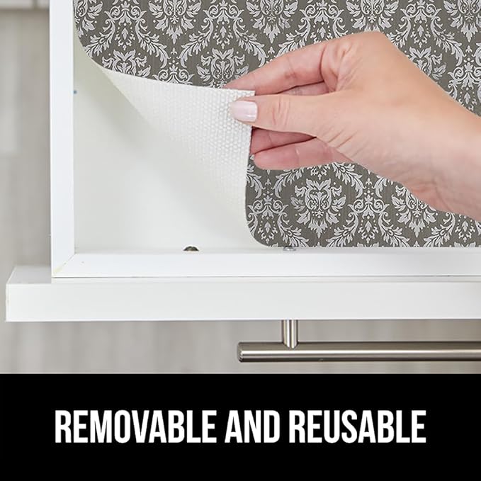 GORILLA GRIP DripGuard Shelf Liner, Non Adhesive Drawer and Kitchen Cabinet Protector, 24x240 Inch, Slip Resistant BPA Free Smooth Surface Plastic Liners for Cabinets, Bathrooms, Closets, Beige Cream