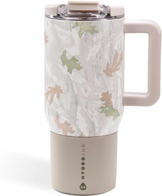 HydroJug Coffee Traveler 20 oz - Leak-Resistant, Ceramic-Lined Insulated Travel Coffee Mug for Hot or Cold Drinks with Flip Lid & Handle, Dishwasher Safe Coffee Tumbler, Camo