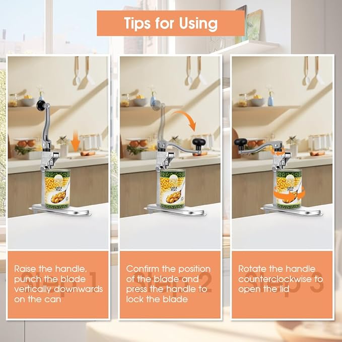 Commercial Can Opener, for #10 Cans, Heavy Duty Manual Table Can Opener with Plated Steel Base for Restaurant Food Store Hotel Bar Home up to 11 Inch