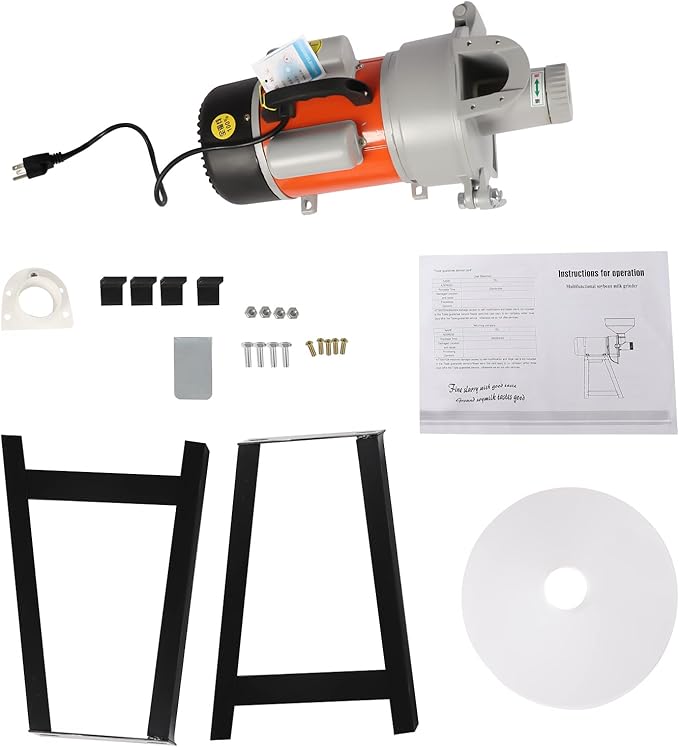 Electric Grain Mill Grinder, Flour Mill, 110V 2200W Commercial Corn Grinder Machine Feed Mill Wheat Grinder, Flour Mill Cereals Grinder with Funnel (Wet Grinder)
