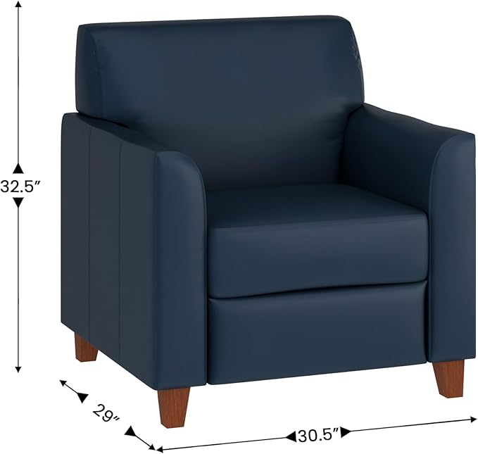 Flash Furniture Hercules Diplomat Series LeatherSoft Upholstered Side Reception Chair, Lobby Chair with Cushions and Flared Arms, Navy